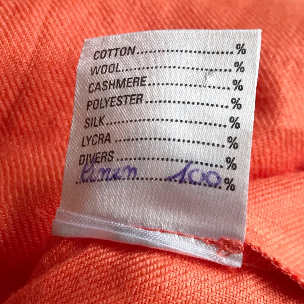 Paris Susan Sutherland Linen Blouse XL Coral Embroidered - Picture 13 of 16